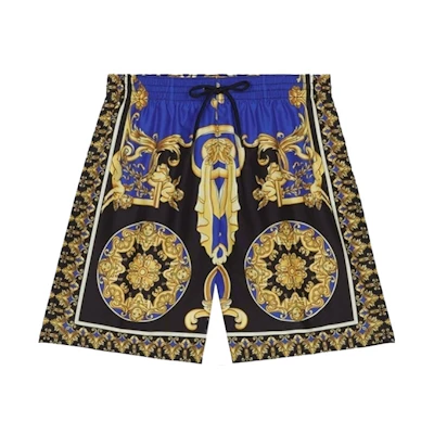 VERSACE Pattern Print Tie-Up Swim Shorts Blue ABU08029-A233002-A7343