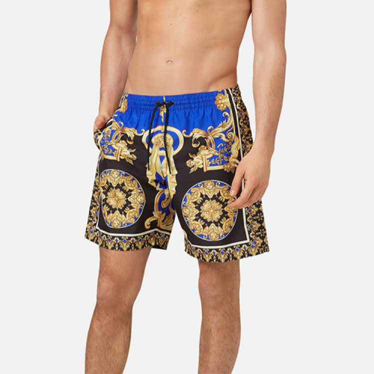 Shop VERSACE Bañador Azul con Estampado y Cierre de Lazo ABU08029-A233002-A7343