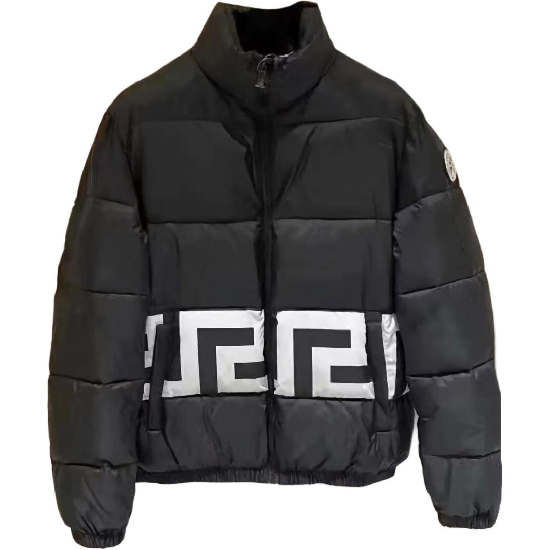 Order Jaket Hitam Pria Versace Motif Polos Ritsleting Kain Katun 1007440-1A05269-5B010