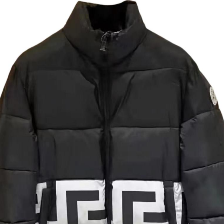 Sizing Jaket Hitam Pria Versace Motif Polos Ritsleting Kain Katun 1007440-1A05269-5B010