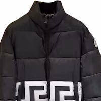 Sizing Versace 男士黑色圖案印花拉鏈棉外套 1007440-1A05269-5B010