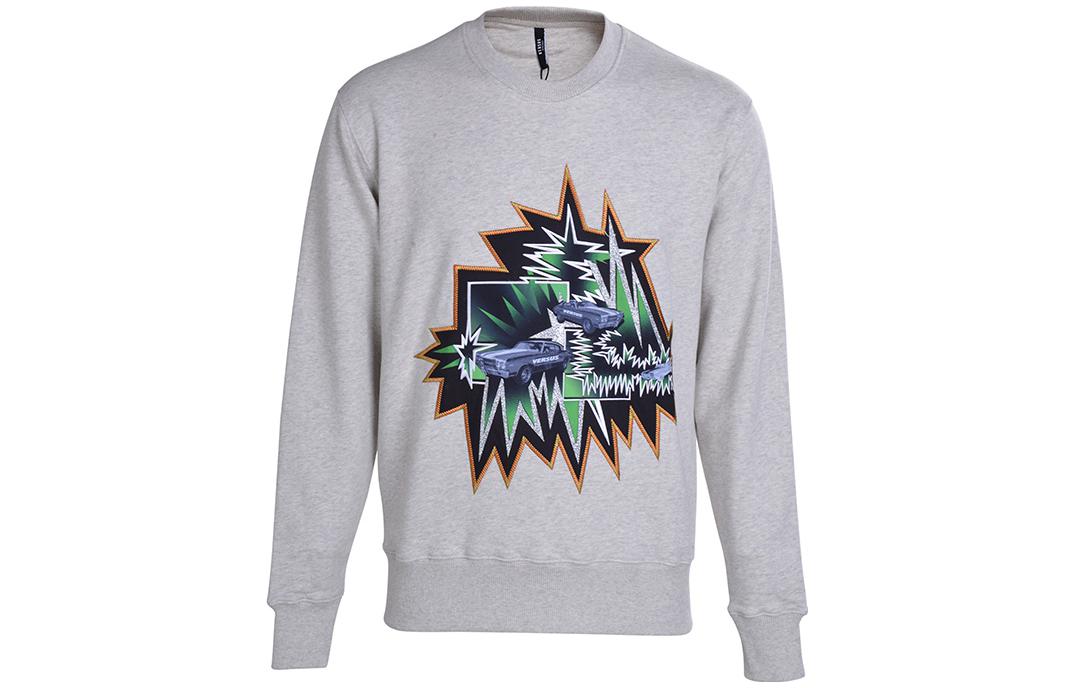 Versace Patterned Print Crewneck Long Sleeve Sweatshirt Men’s Grey BU90615-BJ20643-BB652