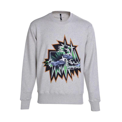 Versace Patterned Print Crewneck Long Sleeve Sweatshirt Men’s Grey BU90615-BJ20643-BB652