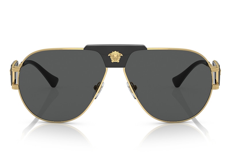 Order ヴェルサーチ パイロットサングラス ゴールド/ダークグレー (VE2252)