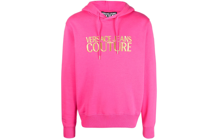 Versace Pink Sweatshirt with Gold Logo Embroidery Pullover 71GAIT01-CF00T-G55