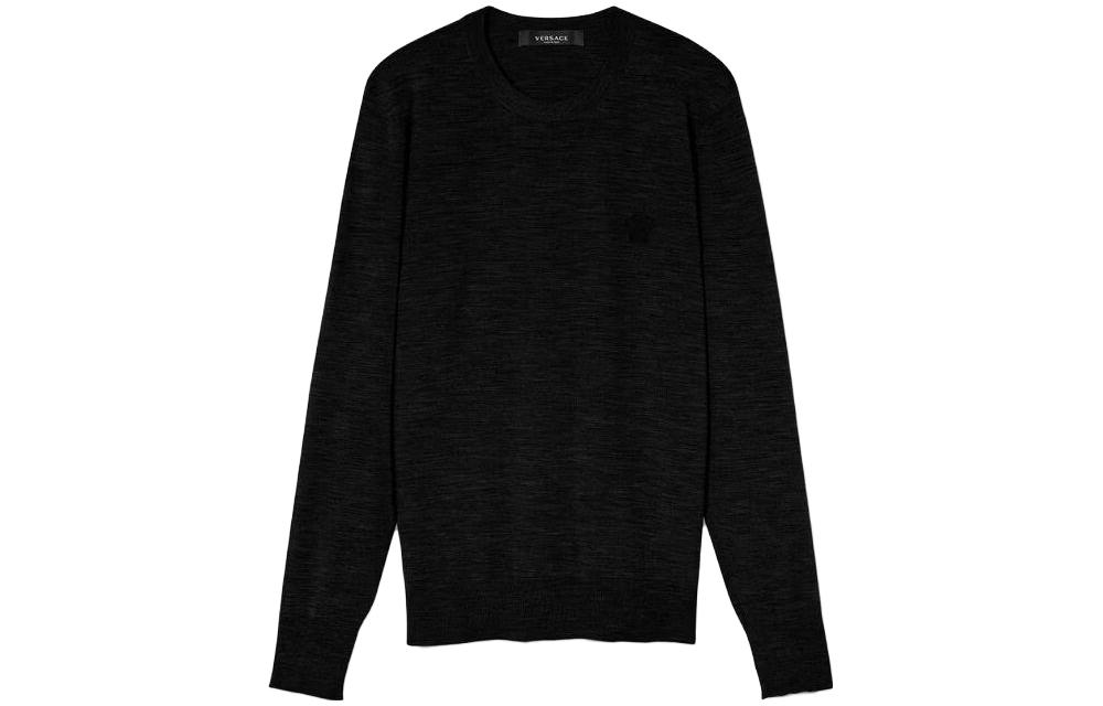 VERSACE Plain Black Crewneck Pullover Sweater for Men. 1010534-1A07614-1B000 圖 2