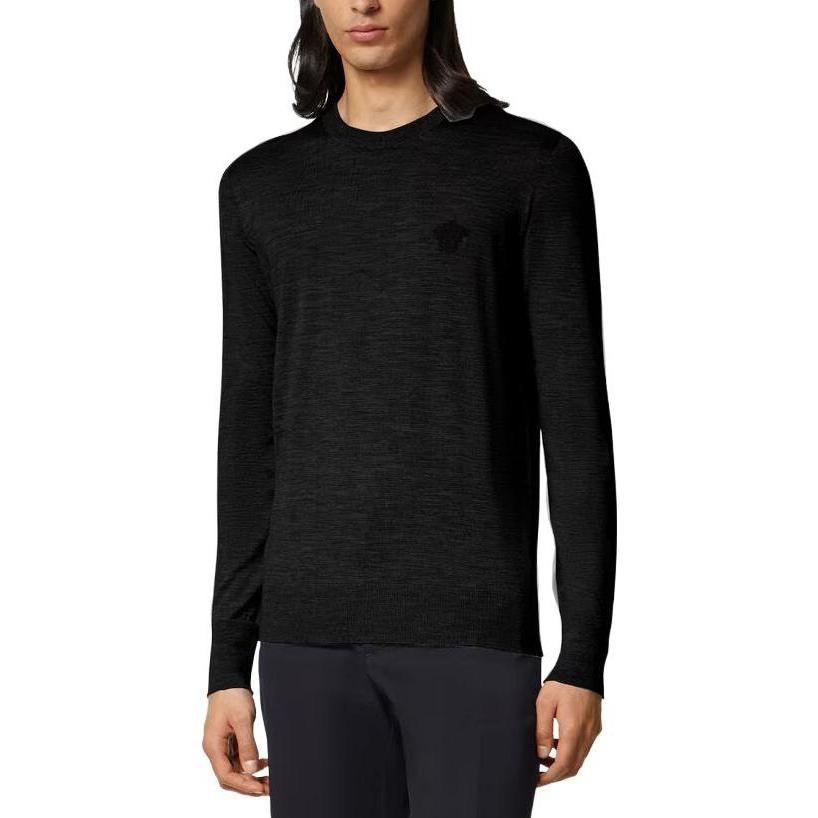 VERSACE Plain Black Crewneck Pullover Sweater for Men. 1010534-1A07614-1B000 圖 4