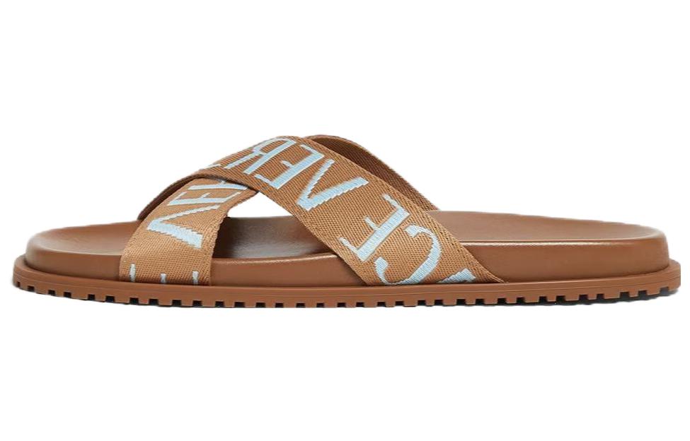 Versace Poly Blend Printed Cross-Strap Slide 'Brown'