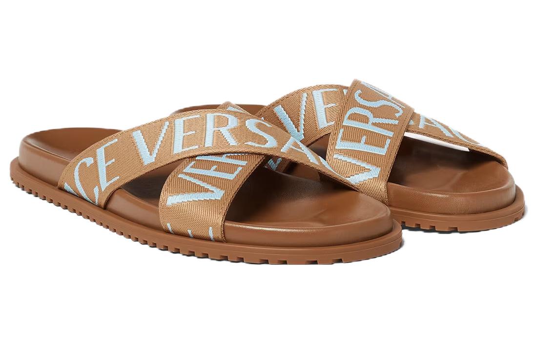 Versace Poly Blend Printed Cross-Strap Slide 'Brown' 圖 3
