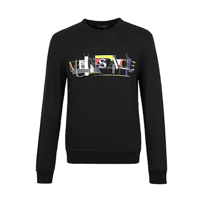 Versace Printed Casual Crewneck Pullover Sweatshirt Men’s Black A77148-A217878-A008