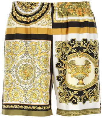 VERSACE 印花拼色真絲男士短褲 黃色 A840971-F00719-5N030 Order VERSACE 印花拼色真絲男士短褲 黃色 A840971-F00719-5N030