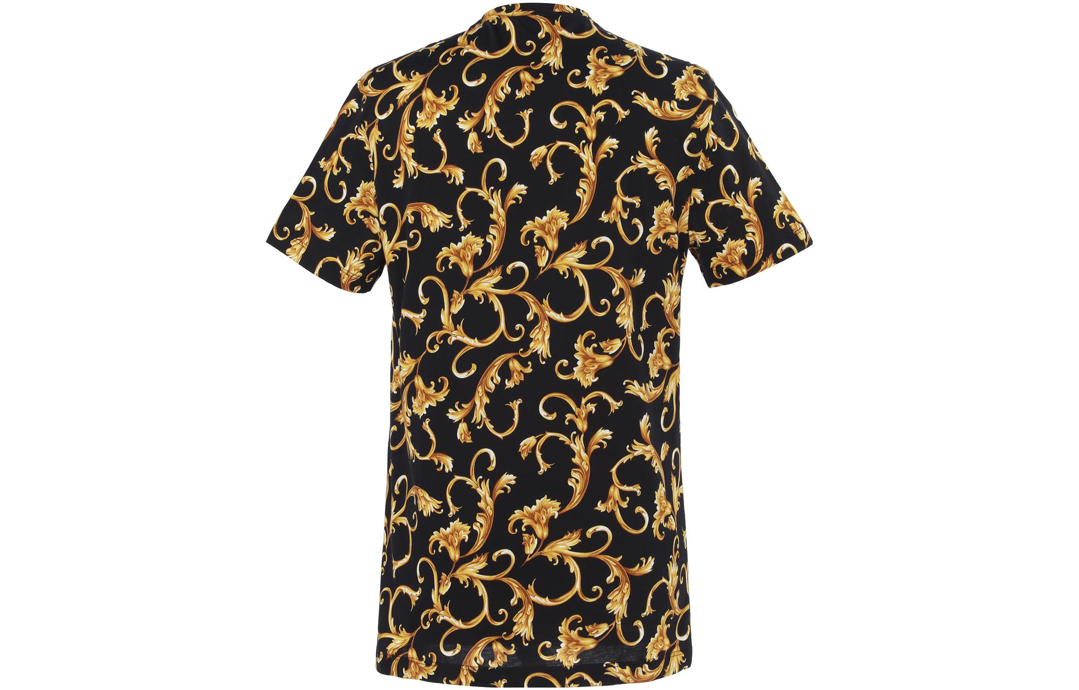 Lookbook ヴェルサーチ プリント クルーネック 半袖 Tシャツ ブラック ファッションTシャツ A89503S-1F01778-5B090