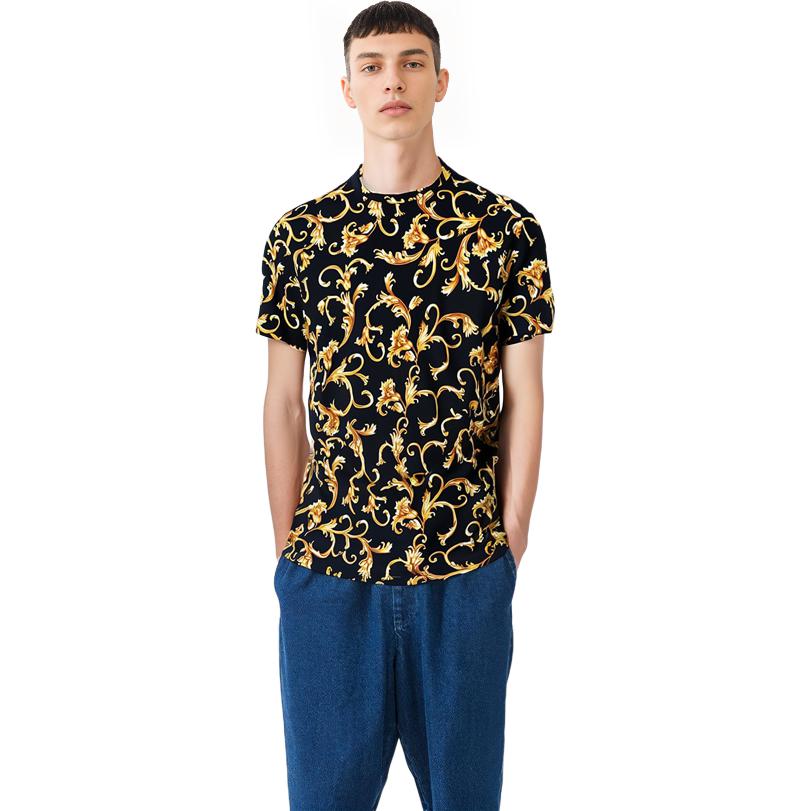 Purchase ヴェルサーチ プリント クルーネック 半袖 Tシャツ ブラック ファッションTシャツ A89503S-1F01778-5B090