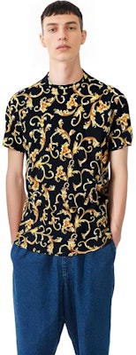 ヴェルサーチ プリント クルーネック 半袖 Tシャツ ブラック ファッションTシャツ A89503S-1F01778-5B090 Purchase ヴェルサーチ プリント クルーネック 半袖 Tシャツ ブラック ファッションTシャツ A89503S-1F01778-5B090