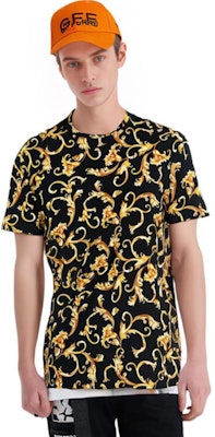 ヴェルサーチ プリント クルーネック 半袖 Tシャツ ブラック ファッションTシャツ A89503S-1F01778-5B090 Details for ヴェルサーチ プリント クルーネック 半袖 Tシャツ ブラック ファッションTシャツ A89503S-1F01778-5B090