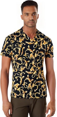 ヴェルサーチ プリント クルーネック 半袖 Tシャツ ブラック ファッションTシャツ A89503S-1F01778-5B090 1