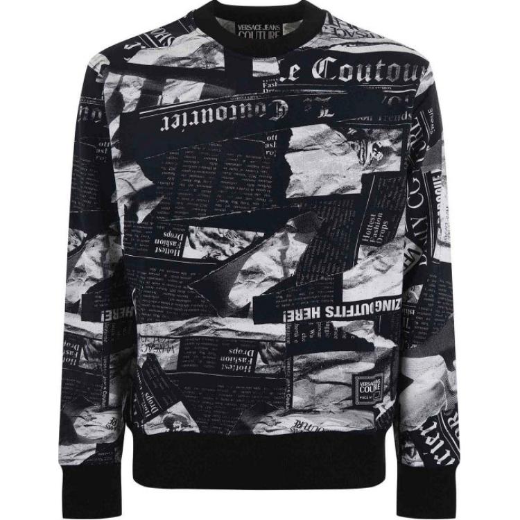 Versace Printed Crewneck Long-Sleeve Sweatshirt Men’s Black 76GAI3-R0FS1-28899