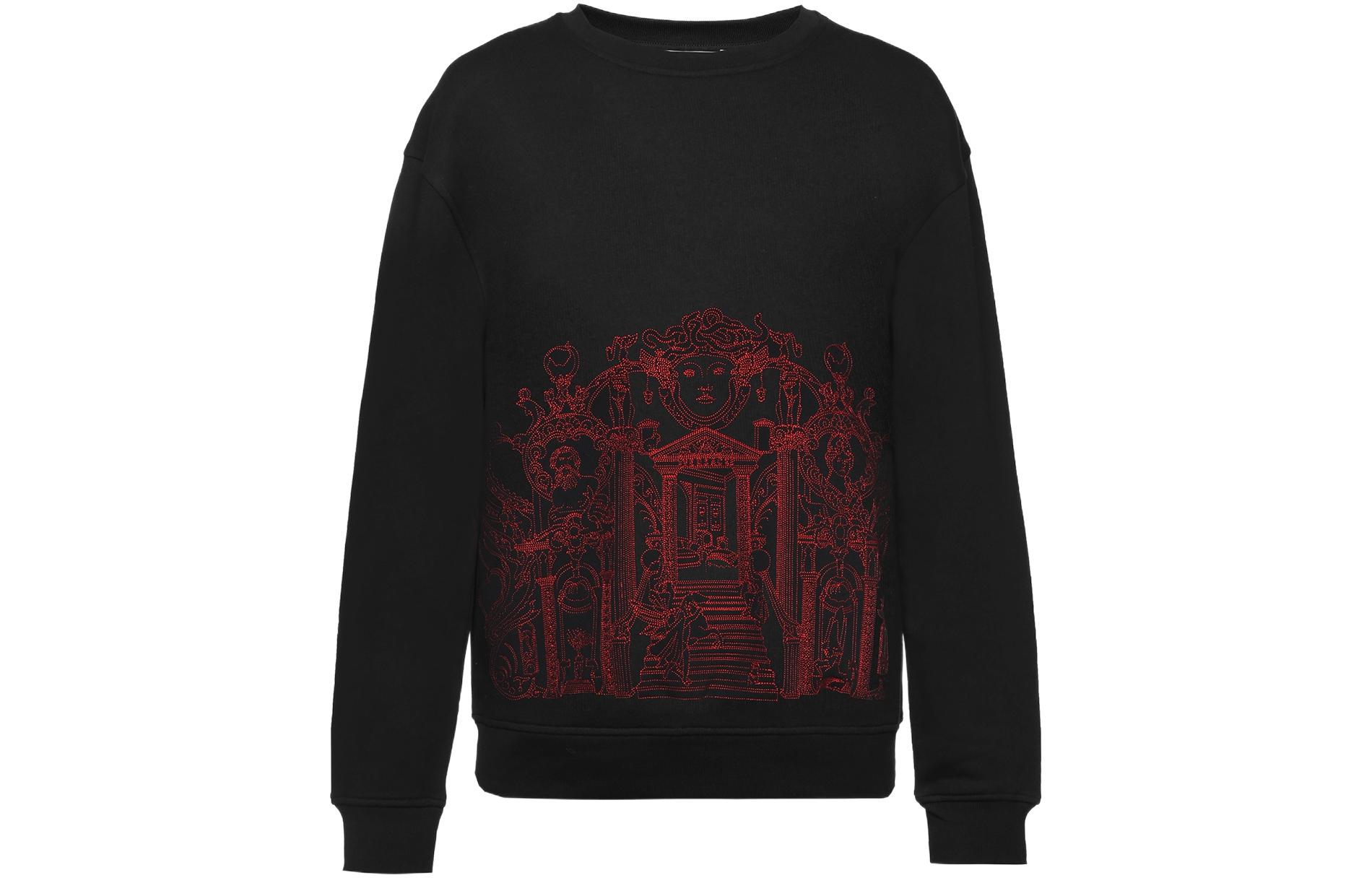 Versace Printed Crewneck Pullover Long Sleeve Sweatshirt Black A78002-A219529-A008