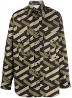 VERSACE Printed Gabardine Long-Sleeve Shirt Khaki 10022031-A01679-5B160 VERSACE Printed Gabardine Long-Sleeve Shirt Khaki 10022031-A01679-5B160