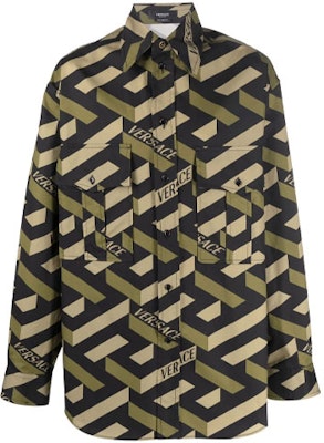 VERSACE Baju Gabardine Lengan Panjang Cetakan Khaki 10022031-A01679-5B160 Order VERSACE Baju Gabardine Lengan Panjang Cetakan Khaki 10022031-A01679-5B160