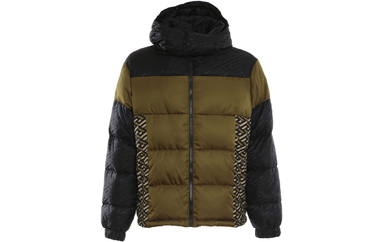 Order VERSACE Printed Patchwork Hooded Down Jacket Multicolor for Men. 10026451-A018132-K030