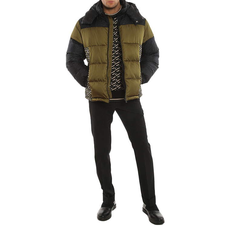 Purchase VERSACE Printed Patchwork Hooded Down Jacket Multicolor for Men. 10026451-A018132-K030
