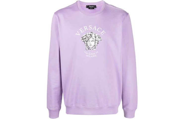 Versace Purple Print Crewneck Long-Sleeve Sweatshirt A88693-A231242-1L310