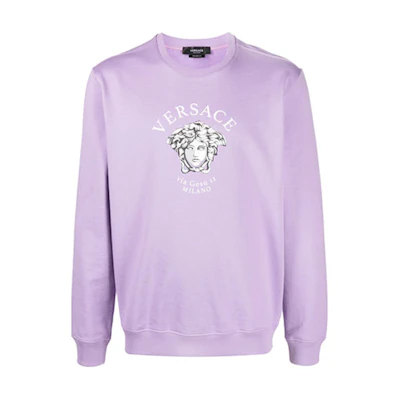 Versace Purple Print Crewneck Long-Sleeve Sweatshirt A88693-A231242-1L310