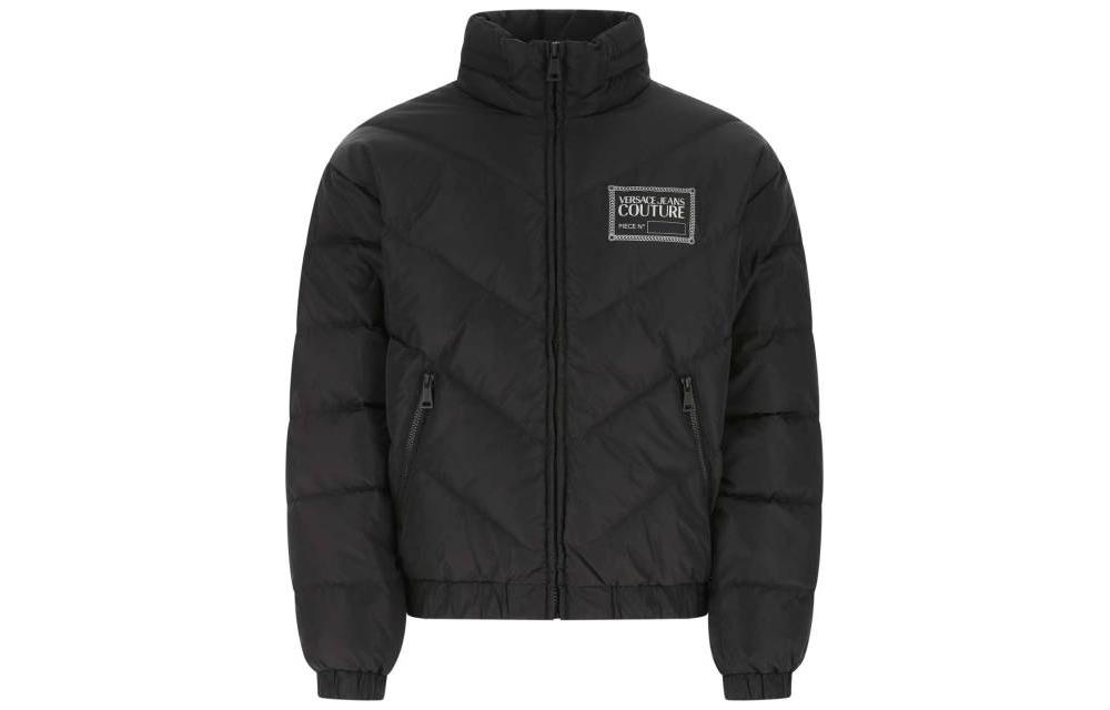 Versace Quilted Logo Patch Stand Collar Jacket Men’s Black 73GAU4D4-CQ01D-899