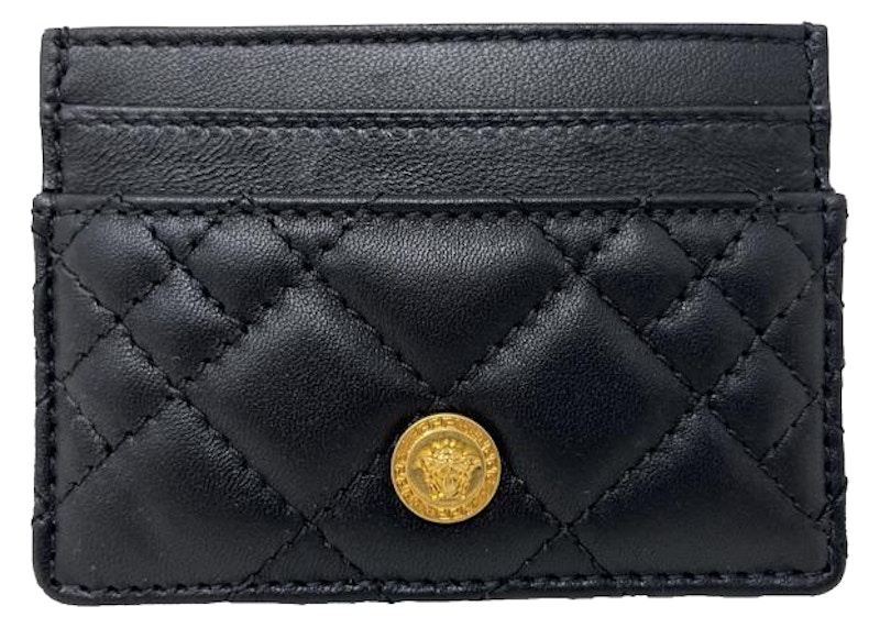 Versace Quilted Medusa Card Holder Black