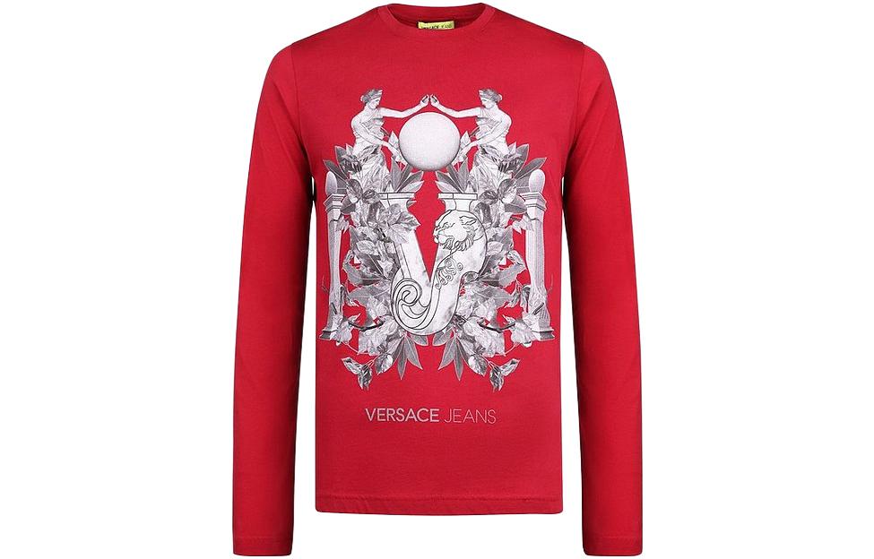 Versace Red Graphic Print Pullover Crewneck Sweatshirt B3GMA7-10659-8506