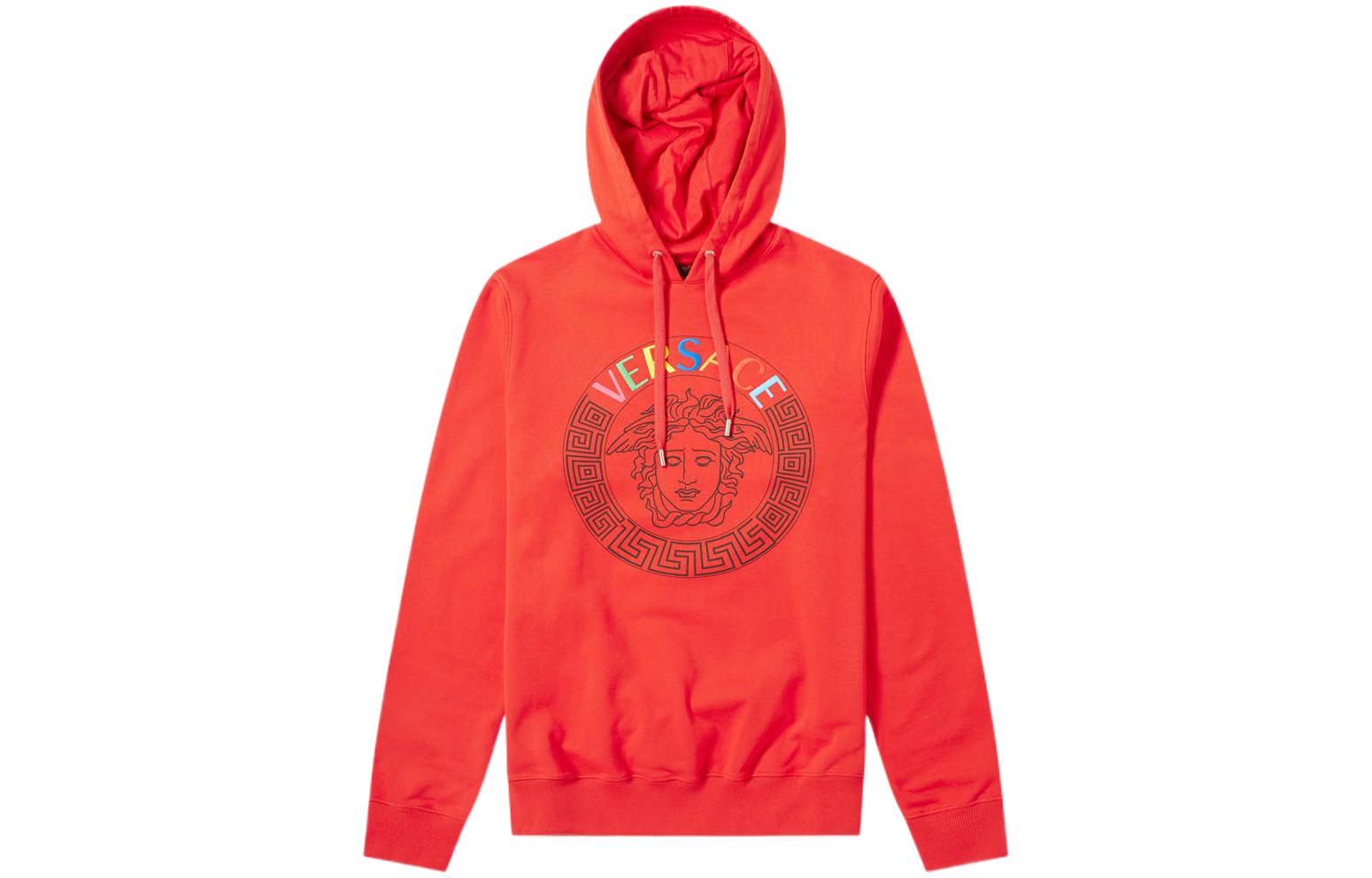 Versace Red Letter Print Long Sleeve Hoodie A83506-A227994-A041