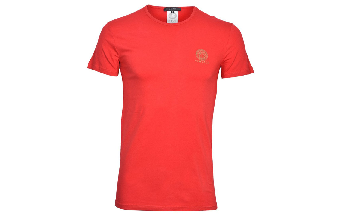 VERSACE Red Logo Print Crew Neck Short Sleeve Tee for Men AUU01005-A232741-A1203 圖 2