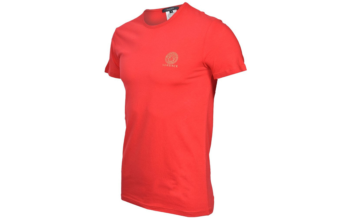 VERSACE Red Logo Print Crew Neck Short Sleeve Tee for Men AUU01005-A232741-A1203 圖 4
