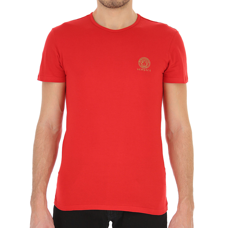 VERSACE Red Logo Print Crew Neck Short Sleeve Tee for Men AUU01005-A232741-A1203 圖 5