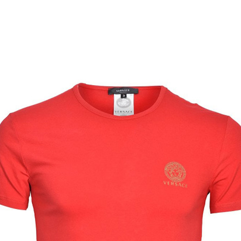 VERSACE Red Logo Print Crew Neck Short Sleeve Tee for Men AUU01005-A232741-A1203 圖 6
