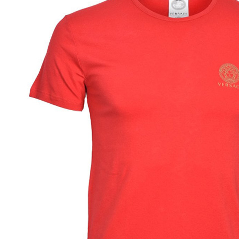 VERSACE Red Logo Print Crew Neck Short Sleeve Tee for Men AUU01005-A232741-A1203 圖 7
