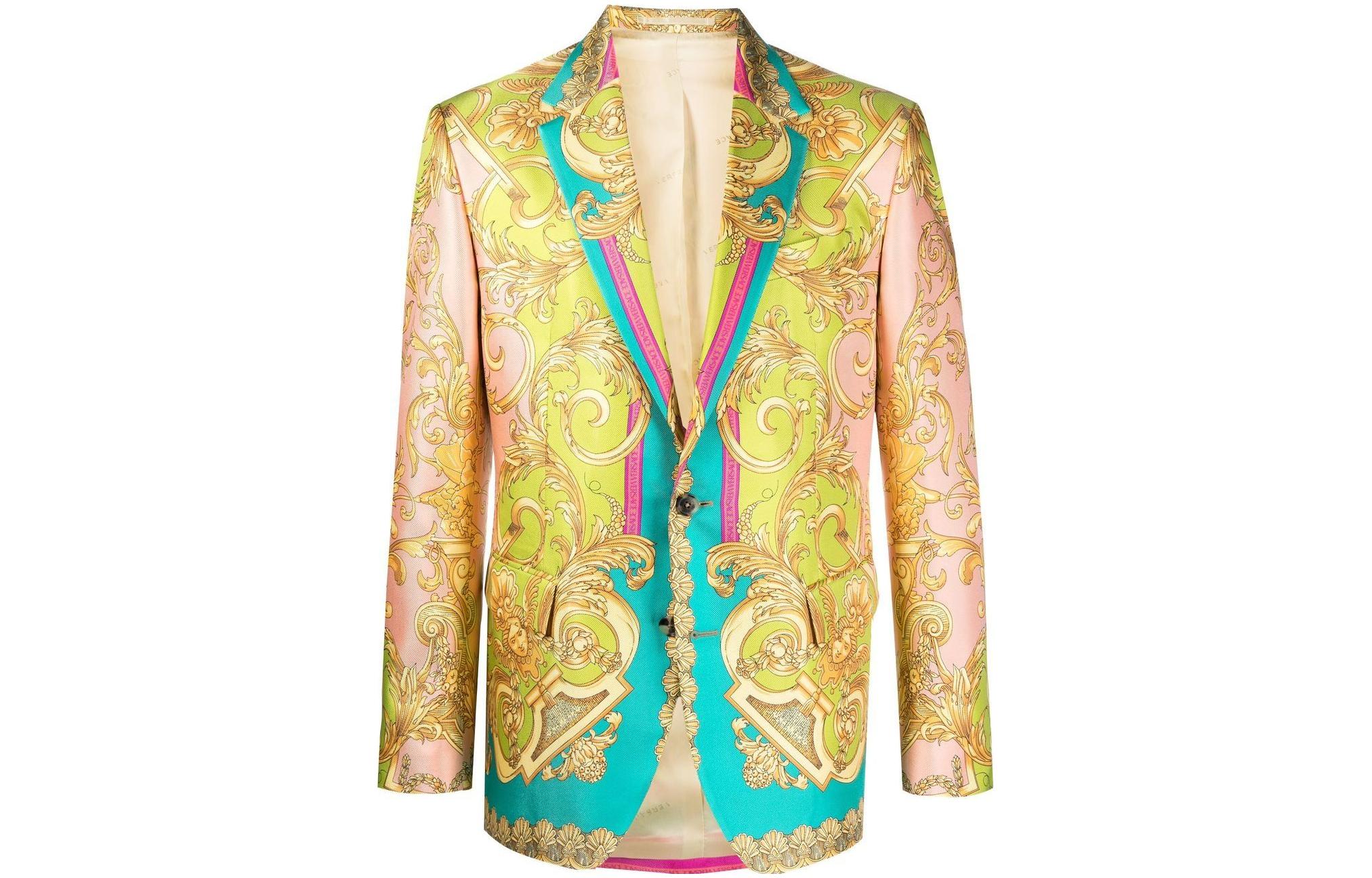Versace Retro All-Over Print Blazer Jacket Yellow Long Sleeve 1005784-1A03861-FORMAL