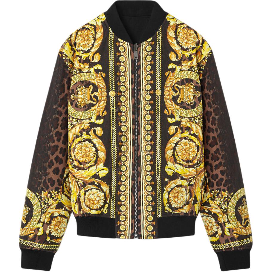 Versace Reversible Baroque Animal Print Zip-Up Bomber Jacket Multicolor Men 1017488-1A12398-5N440