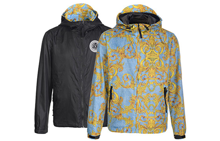 Versace Reversible Hooded Long Sleeve Jacket Blue Mens C1GZA908-25129-KG6