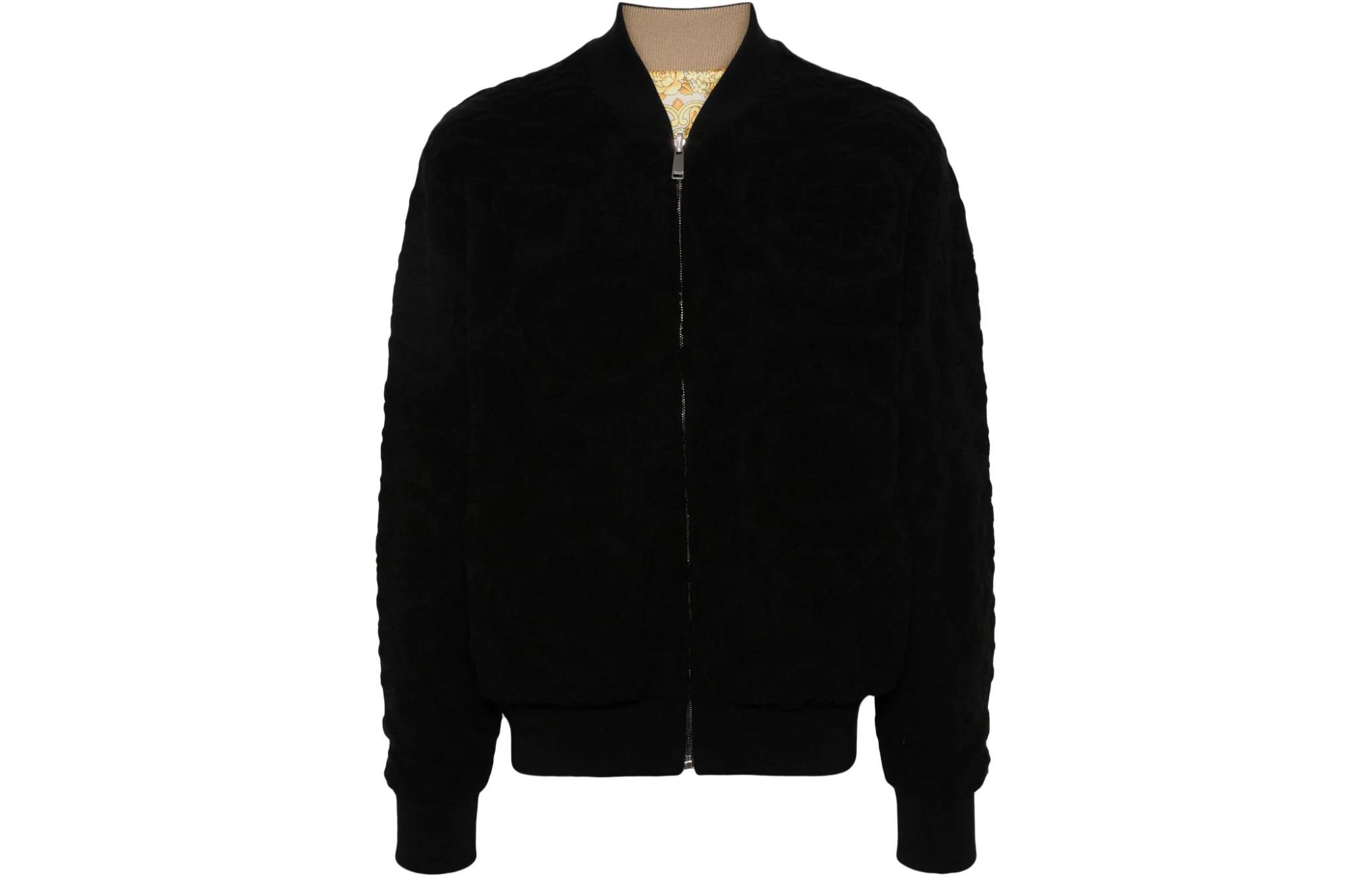 Versace Reversible V-Neck Zipper Jacket Black Long Sleeve 1013860-1A09731-1B000