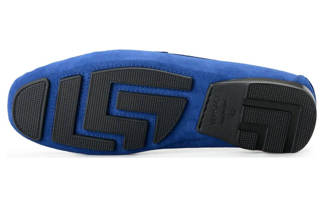 Versace Round Toe Slip-On Loafers 'Blue' 圖 3