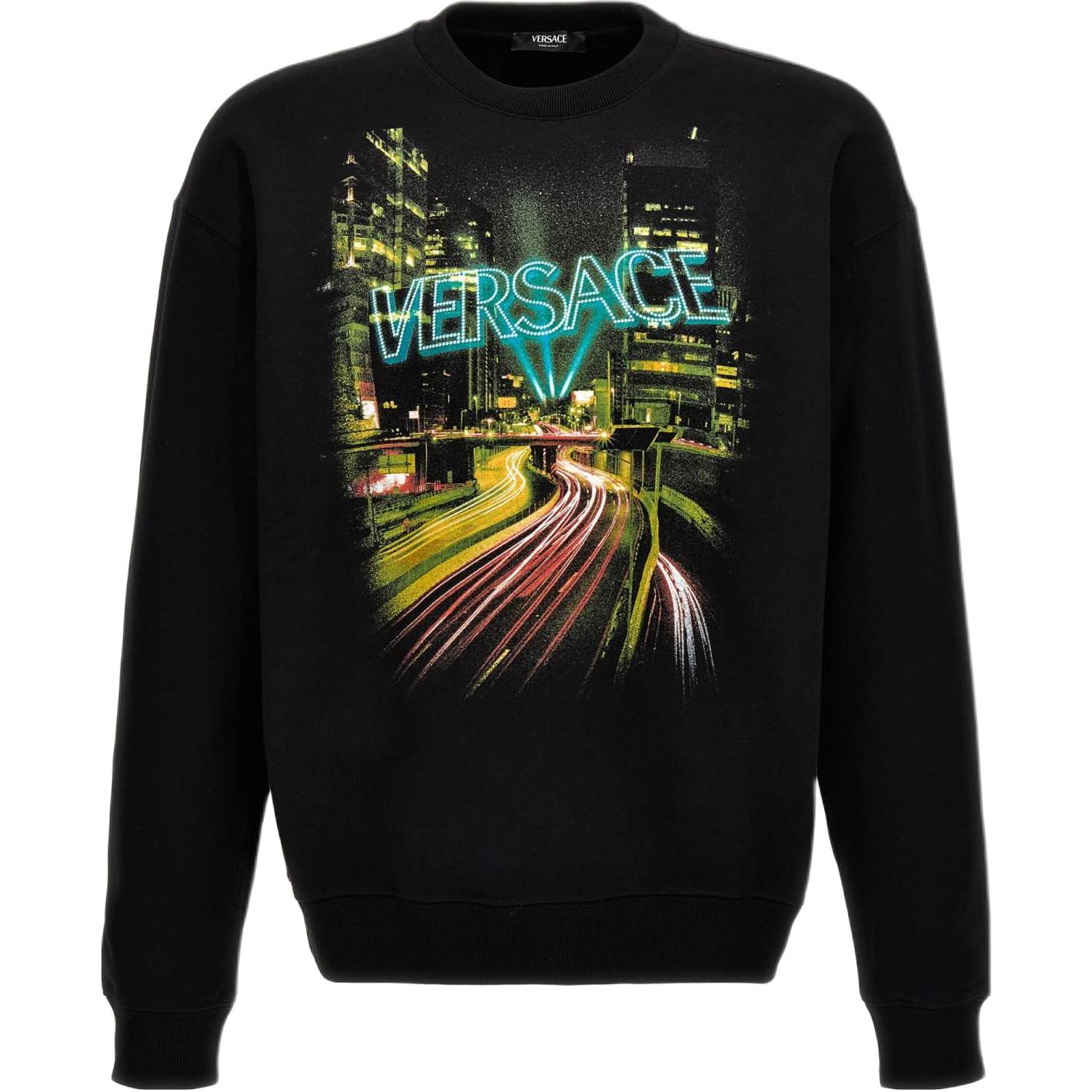 Versace Scenic Print Crewneck Long-Sleeve Sweatshirt Black 10125551-A090452B-510