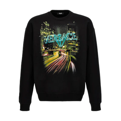 Versace Scenic Print Crewneck Long-Sleeve Sweatshirt Black 10125551-A090452B-510