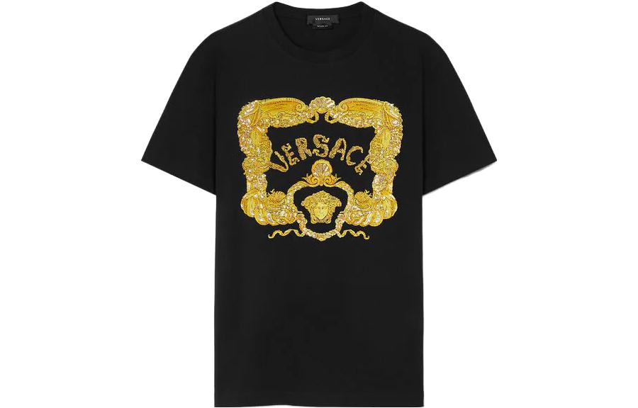 VERSACE SEASHELL BAROQUE SS23 Logo Graphic Tee Black  T-Shirt 1011049-1A08037-1B000