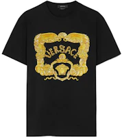 VERSACE SEASHELL BAROQUE SS23 Logo Graphic Tee Black T-Shirt 1011049-1A08037-1B000 VERSACE SEASHELL BAROQUE SS23 Logo Graphic Tee Black T-Shirt 1011049-1A08037-1B000