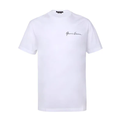 VERSACE Signature Embroidered Cotton Crewneck T-Shirt White A84828-A228806-A2048
