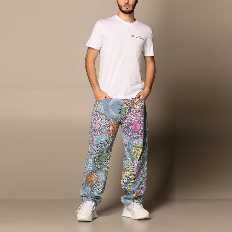 VERSACE Signature Embroidered Cotton Crewneck T-Shirt White A84828-A228806-A2048 圖 4