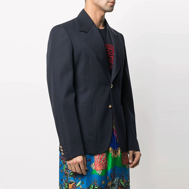 Purchase 버버리 싱글 브레스티드 블레이저 노치 라펠 다크 블루 A88820-1F00737-1U040