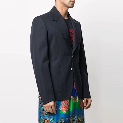 버버리 싱글 브레스티드 블레이저 노치 라펠 다크 블루 A88820-1F00737-1U040 Purchase 버버리 싱글 브레스티드 블레이저 노치 라펠 다크 블루 A88820-1F00737-1U040